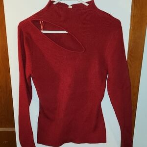 eesome Red Cowl Neck Sweater with Long Sleeves and Slim Fit